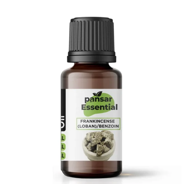 Pansar Essential Frankincense (Loban) Essential Oil amber glass bottle with black ribbed cap