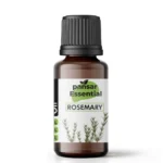 Amber glass bottle of Pansar Essential Rosemary Essential Oil with a black cap for hair and skin care.