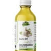 Pansar Essential Pure Organic Garlic Oil bottle with white label featuring garlic clove illustration and Urdu text Roghan Lehsan.