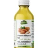 Pansar Essential 100% Pure Cold Pressed Sweet Almond Oil (Roghan-e-Badam Shirin) glass bottle with almond graphic label for skin, hair, and dark circles.