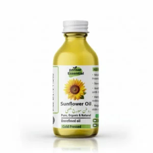 Pansar Essential 100% Pure Cold Pressed Sunflower Oil bottle with white label and sunflower illustration.